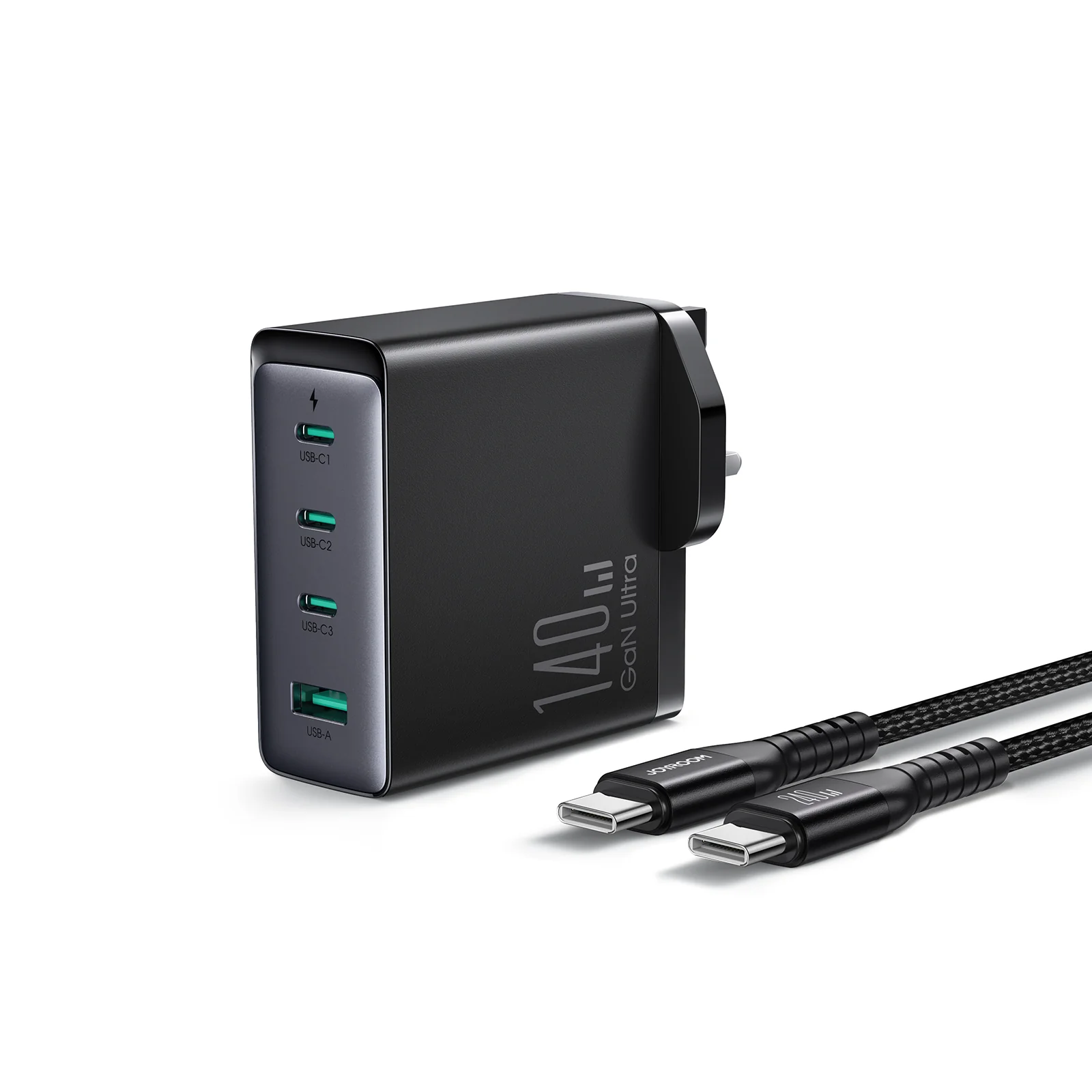 Joyroom 140W GaN Ultra Fast Charger JR-TCG05 (C to C 1.2m Cable Included) - 3 Pin
