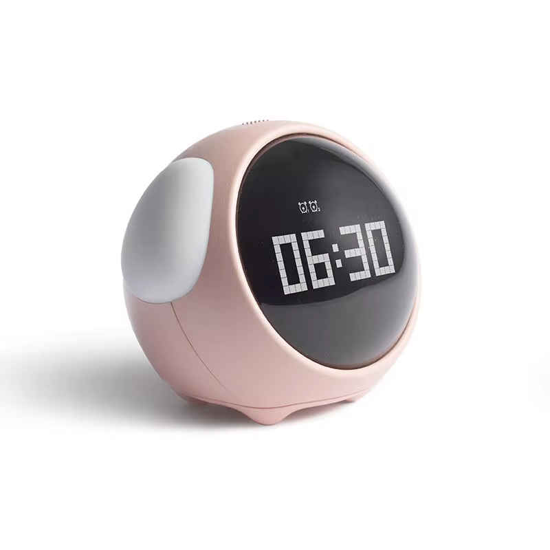 Cute Expression Multi Function LED Pixel Alarm Clock - Pink
