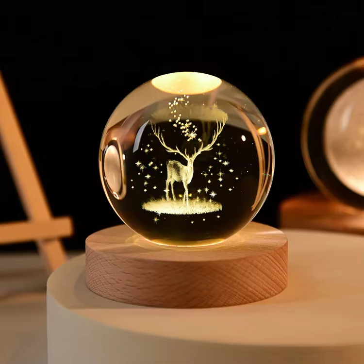 3D Crystal Ball - Deer (1 Color Base)