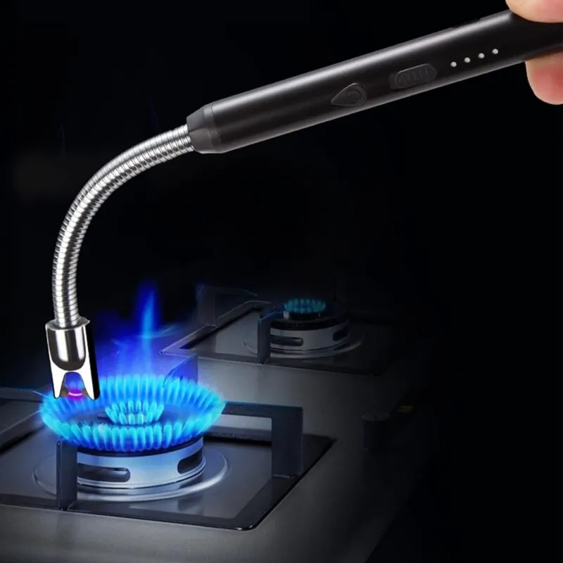 Type-C Rechargeable Windproof Arc Lighter with Flexible Neck - Random Color