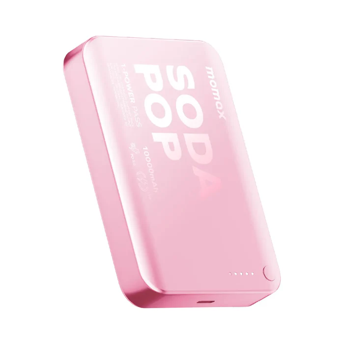 Momax 1-Power Pass Soda Pop Magnetic Wireless Power Bank 10000mah - Pink