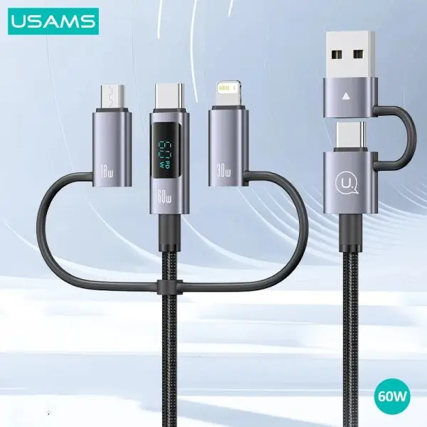 USAMS SJ713 60W Fast Charging 6 in 1 Display Display Data Cable